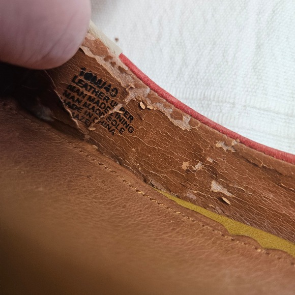 Lucky Brand Petra Patchwork Flats Sz 10 Tan Aqua Coral Brown Leather Pointed Toe - Picture 2 of 9